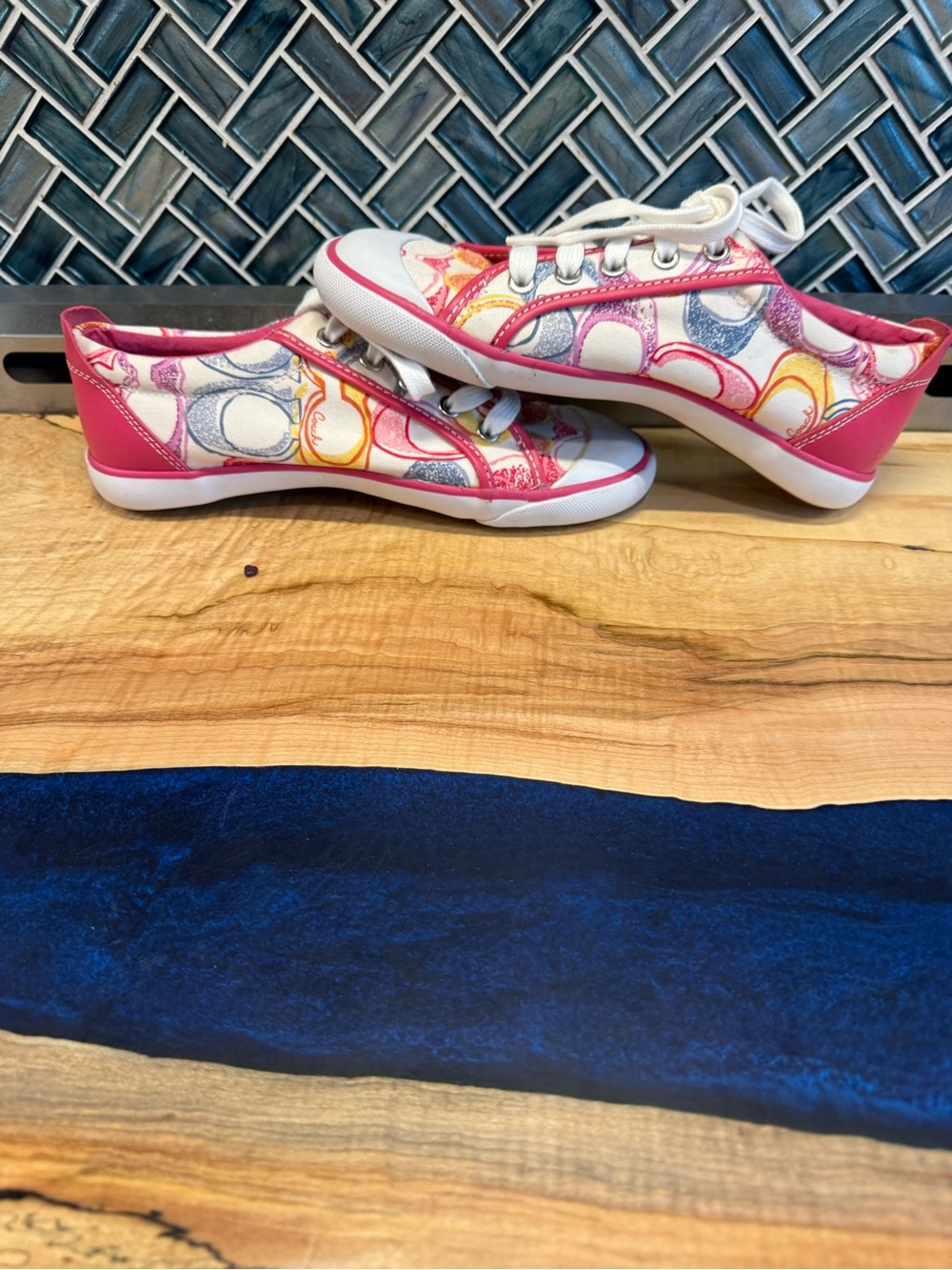 Coach Pink Multicolor Signature Low-Top Sneakers - Picture 4 of 9